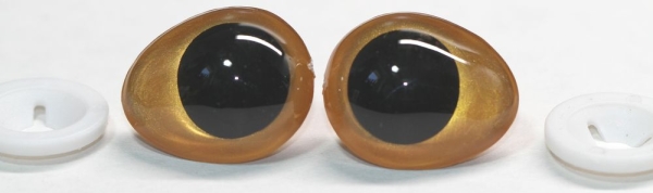 1 Paar Sicherheitsaugen tropfenförmig gold metallic 22 mm x 26 mm