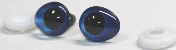 1 Paar Sicherheitsaugen tropfenförmig blau metallic 13 mm x 16 mm