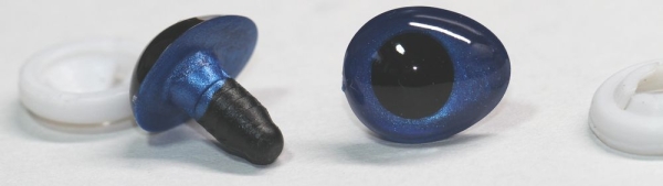 1 Paar Sicherheitsaugen tropfenförmig blau metallic 13 mm x 16 mm