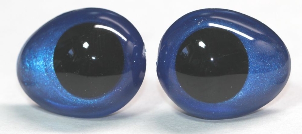 1 Paar Sicherheitsaugen tropfenförmig blau metallic 17 mm x 20 mm
