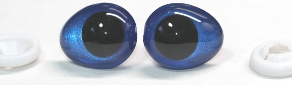 1 Paar Sicherheitsaugen tropfenförmig blau metallic 17 mm x 20 mm