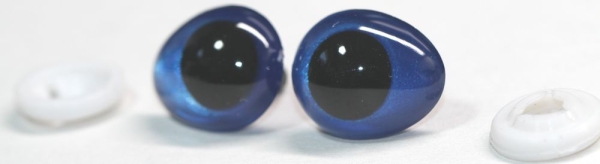 1 Paar Sicherheitsaugen tropfenförmig blau metallic 17 mm x 20 mm