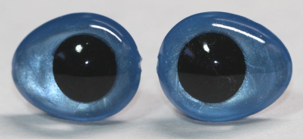 1 Paar Sicherheitsaugen tropfenförmig hellblau metallic 13 mm x 16 mm