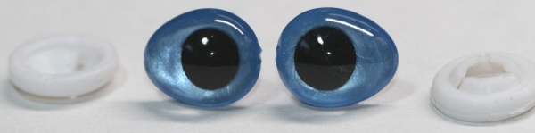 1 Paar Sicherheitsaugen tropfenförmig hellblau metallic 13 mm x 16 mm