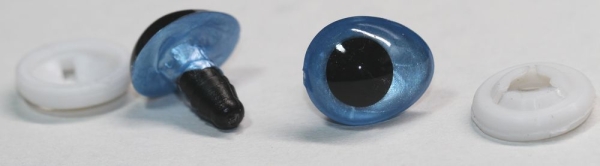 1 Paar Sicherheitsaugen tropfenförmig hellblau metallic 13 mm x 16 mm