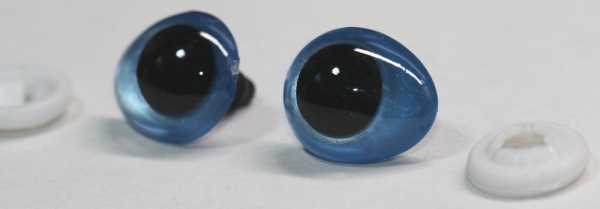 1 Paar Sicherheitsaugen tropfenförmig hellblau metallic 17 mm x 20 mm