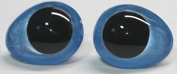 1 Paar Sicherheitsaugen tropfenförmig hellblau metallic 22 mm x 26 mm