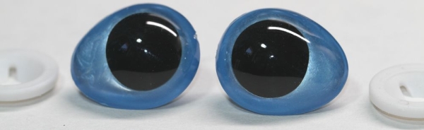1 Paar Sicherheitsaugen tropfenförmig hellblau metallic 22 mm x 26 mm