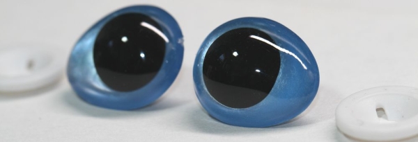 1 Paar Sicherheitsaugen tropfenförmig hellblau metallic 22 mm x 26 mm