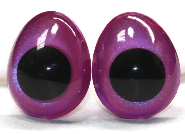 1 Paar Sicherheitsaugen tropfenförmig blauviolett metallic 13 mm x 16 mm