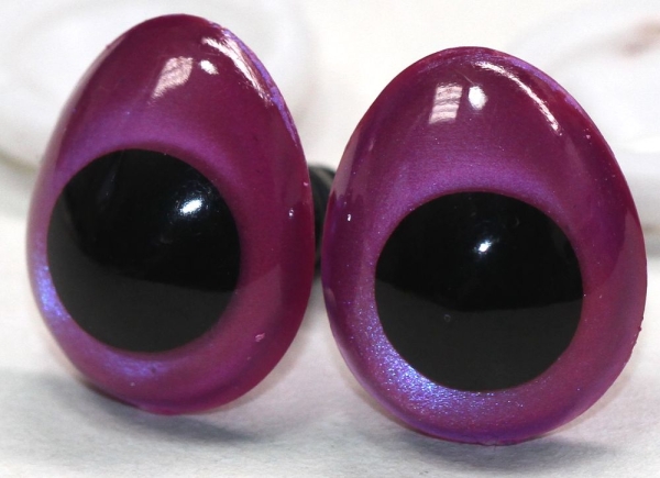 1 Paar Sicherheitsaugen tropfenförmig blauviolett metallic 13 mm x 16 mm