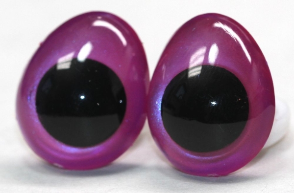 1 Paar Sicherheitsaugen tropfenförmig blauviolett metallic 17 mm x 20 mm