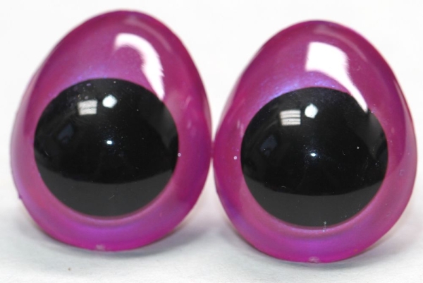 1 Paar Sicherheitsaugen tropfenförmig blauviolett metallic 22 mm x 26 mm