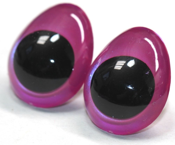 1 Paar Sicherheitsaugen tropfenförmig blauviolett metallic 22 mm x 26 mm