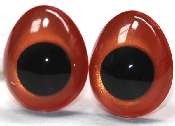 1 Paar Sicherheitsaugen tropfenförmig orangegold metallic 13 mm x 16 mm