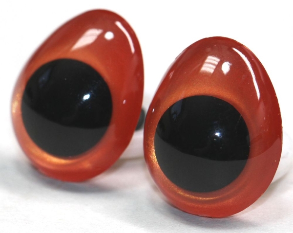 1 Paar Sicherheitsaugen tropfenförmig orangegold metallic 17 mm x 20 mm