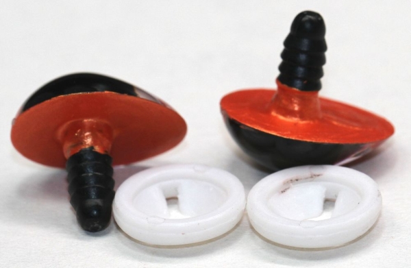 1 Paar Sicherheitsaugen tropfenförmig orangegold metallic 17 mm x 20 mm