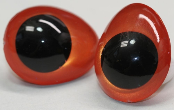 1 Paar Sicherheitsaugen tropfenförmig orangegold metallic 22 mm x 26 mm