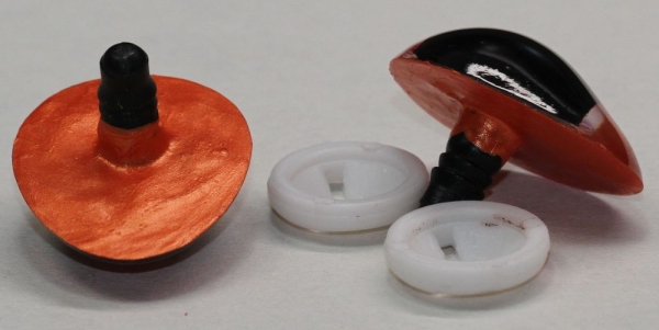 1 Paar Sicherheitsaugen tropfenförmig orangegold metallic 22 mm x 26 mm