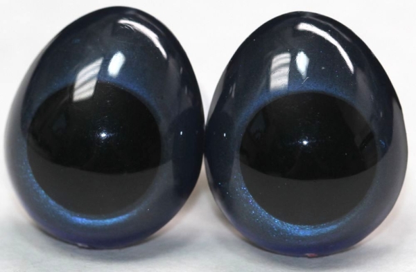 1 Paar Sicherheitsaugen tropfenförmig blauschwarz metallic 17 mm x 20 mm