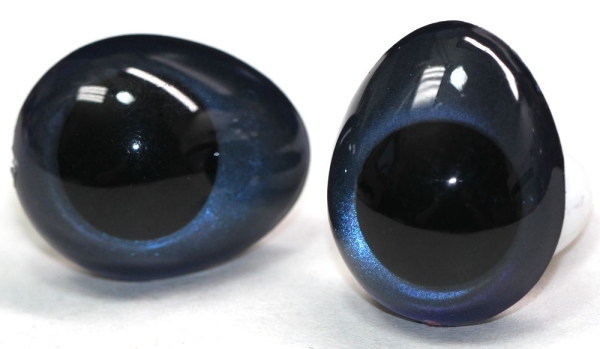 1 Paar Sicherheitsaugen tropfenförmig blauschwarz metallic 17 mm x 20 mm