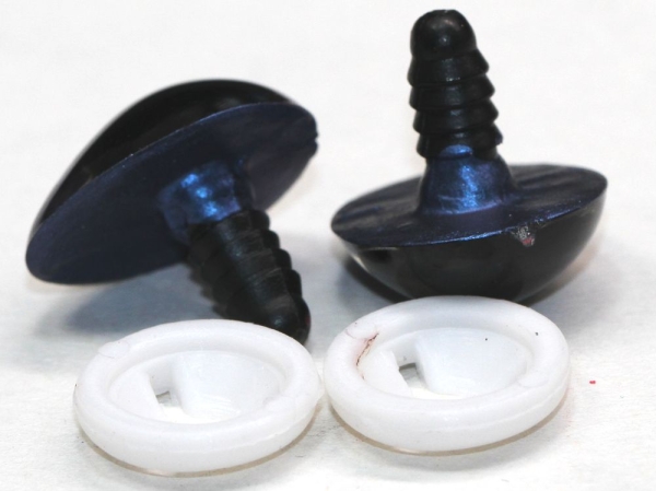 1 Paar Sicherheitsaugen tropfenförmig blauschwarz metallic 17 mm x 20 mm