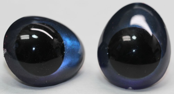 1 Paar Sicherheitsaugen tropfenförmig blauschwarz metallic 22 mm x 26 mm