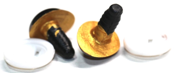 1 Paar Sicherheitsaugen tropfenförmig dunkelgold metallic 13 mm x 16 mm