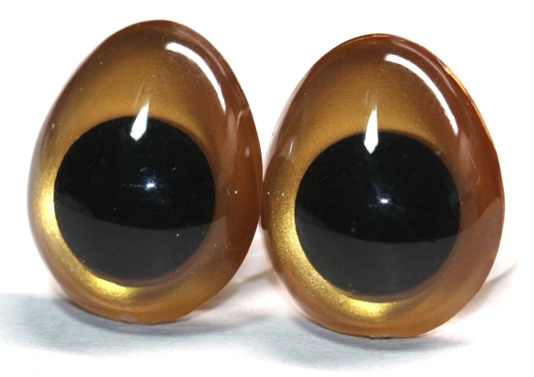 1 Paar Sicherheitsaugen tropfenförmig dunkelgold metallic 17 mm x 20 mm