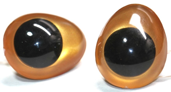 1 Paar Sicherheitsaugen tropfenförmig dunkelgold metallic 22 mm x 26 mm