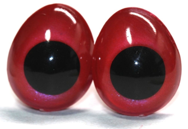 1 Paar Sicherheitsaugen tropfenförmig rotviolett metallic 13 mm x 16 mm