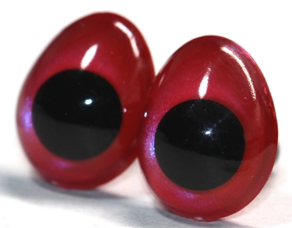 1 Paar Sicherheitsaugen tropfenförmig rotviolett metallic 13 mm x 16 mm