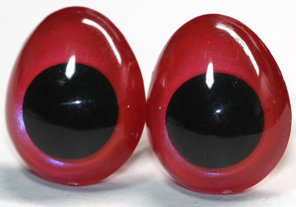 1 Paar Sicherheitsaugen tropfenförmig rotviolett metallic 17 mm x 20 mm