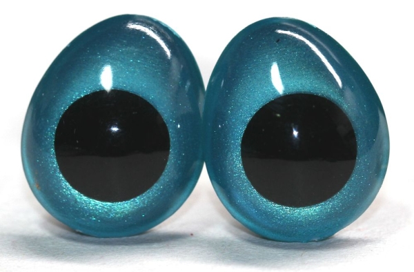1 Paar Sicherheitsaugen tropfenförmig türkisgrün metallic 13 mm x 16 mm