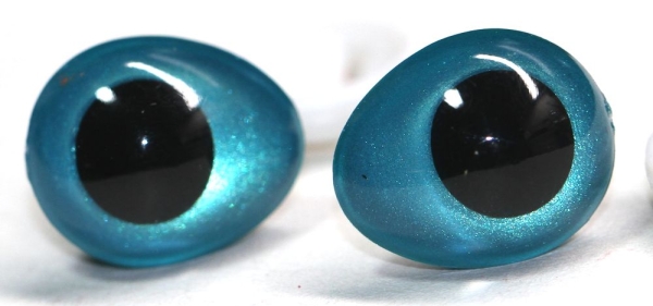 1 Paar Sicherheitsaugen tropfenförmig türkisgrün metallic 13 mm x 16 mm