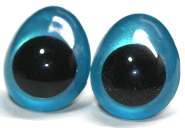 1 Paar Sicherheitsaugen tropfenförmig türkisgrün metallic 22 mm x 26 mm
