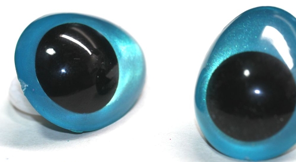 1 Paar Sicherheitsaugen tropfenförmig türkisgrün metallic 22 mm x 26 mm