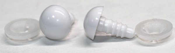 1 Paar Sicherheitsaugen 12 mm Teddyaugen weiß durchgefärbt