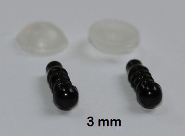 1 Paar Sicherheitsaugen 3 mm Teddyaugen schwarz durchgefärbt