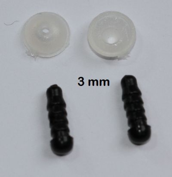 1 Paar Sicherheitsaugen 3 mm Teddyaugen schwarz durchgefärbt
