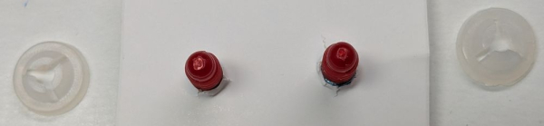 Sicherheitsaugen silber metallic rote Pupille schielend mit Wimpern trapezoid 14 mm 2