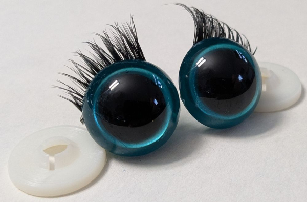 1 Paar Sicherheitsaugen 21 mm Türkisgrün metallic mit Wimpern