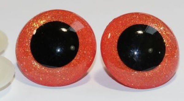 Sicherheitsaugen Unikat Glitter orange Holo 34 mm