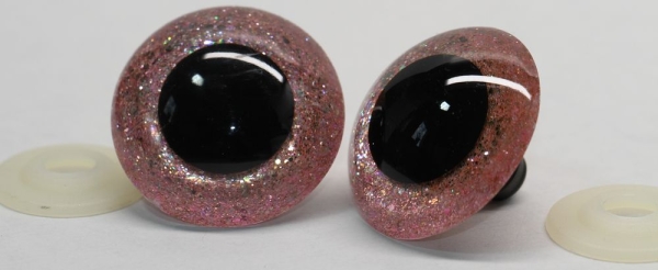 Sicherheitsaugen Unikat Glitter rosa 40 mm