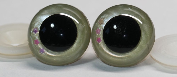 Sicherheitsaugen Unikat hellgelb metallic Sternchen 30 mm
