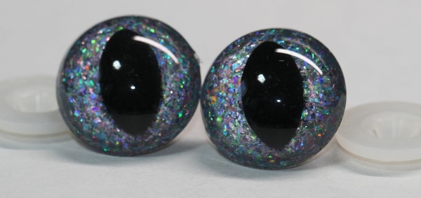 Sicherheitsaugen Katze Drache Unikat Glitter Holo 25 mm