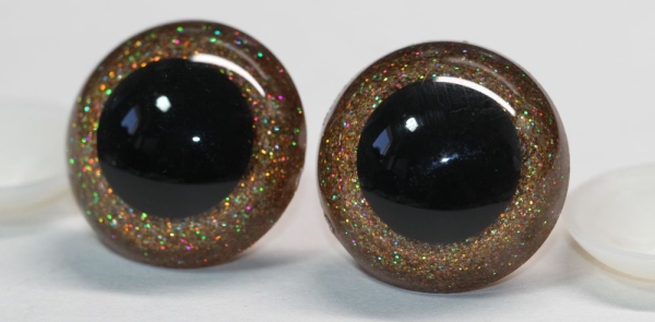 Sicherheitsaugen Unikat Glitter Holo gold 26 mm