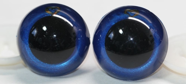 Sicherheitsaugen Unikat blau metallic Herz 24 mm