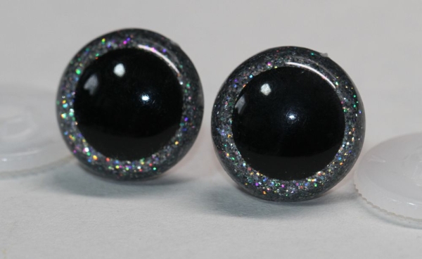 Sicherheitsaugen Unikat Glitter silber Holo 18 mm