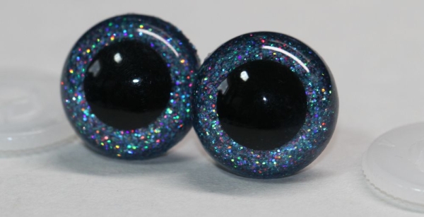 Sicherheitsaugen Unikat Glitter blau Holo 18 mm